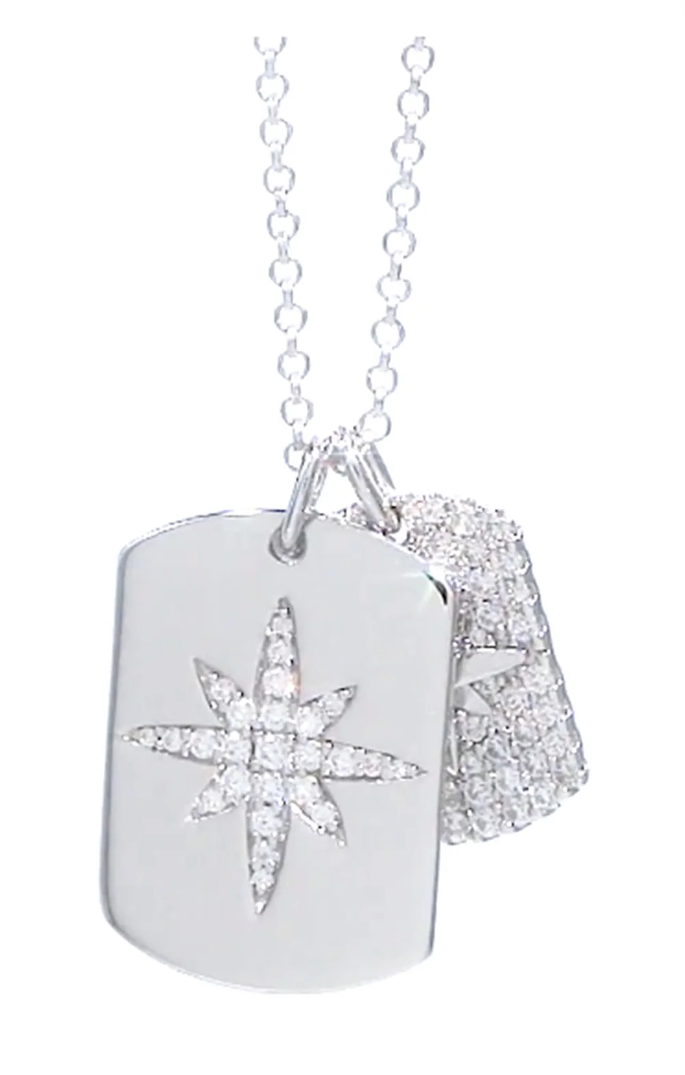 

Fashion boutique 925 sterling silver star-studded double pendant adjustable ladies necklace