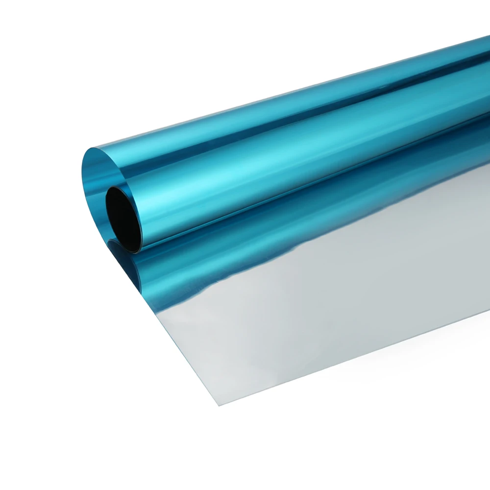 Серебристо синяя односторонняя зеркальная клейкая Светоотражающая оконная