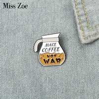 coffee pot enamel pins custom make coffee brooches bag clothes lapel pin cafe badge cartoon jewelry gift for kids friends
