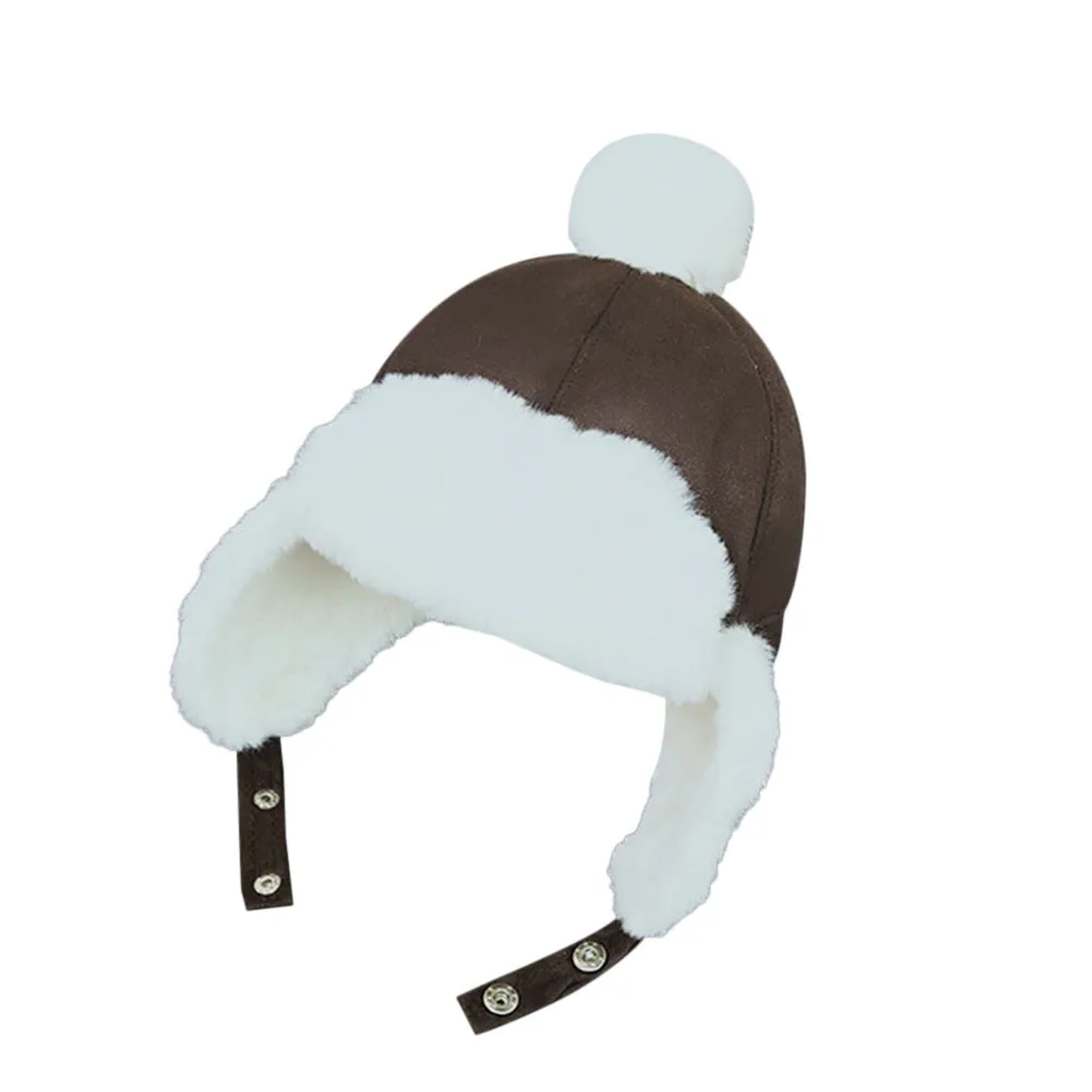 Детская шапка для мальчиков и девочек зимняя теплая плюшевая хлопковая с