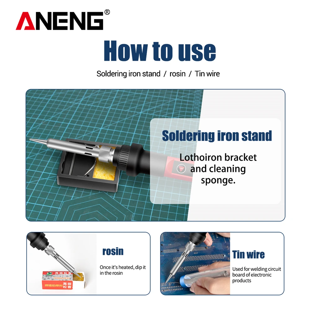 ANENG SL102 60W Digital Electric Soldering Iron kit Adjustable Temperature welding Tools Stand fer a souder solder tip solda | Инструменты