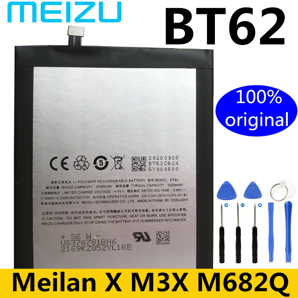 

Meizu New Original BT62 Battery For Meizu Meilan X M3X M682Q 3200mAh Mobile Phone High Quality