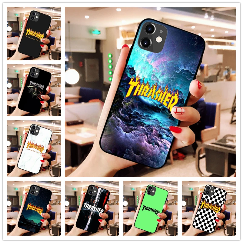 Черный Чехол трашер для телефона чехол iPhone SE2 11 Pro XS MAX XR 8 7 6 Plus 5 зеркальный