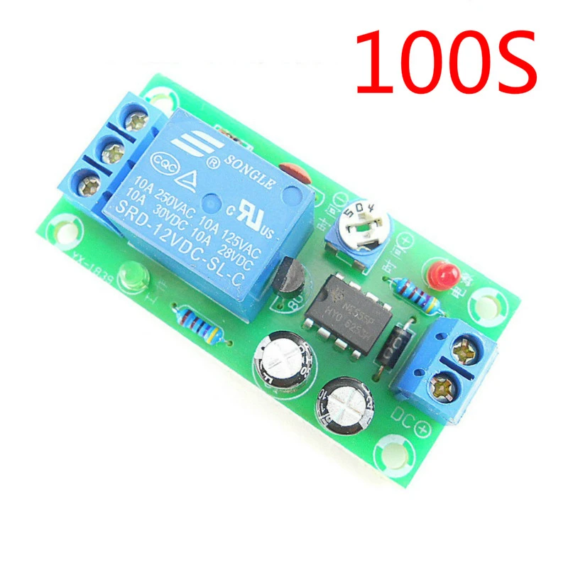 12V 0-100 seconds 12V питание на регулируемой задержке разъединитель релейный модуль 555 моностабильное реле времени YX1839 - Габаритные размеры: 12V 0-100 seconds