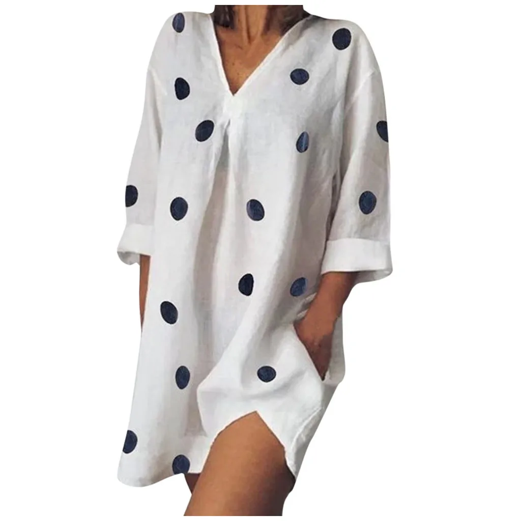 Женское летнее мини платье размера плюс 5xl повседневное свободное льняное в