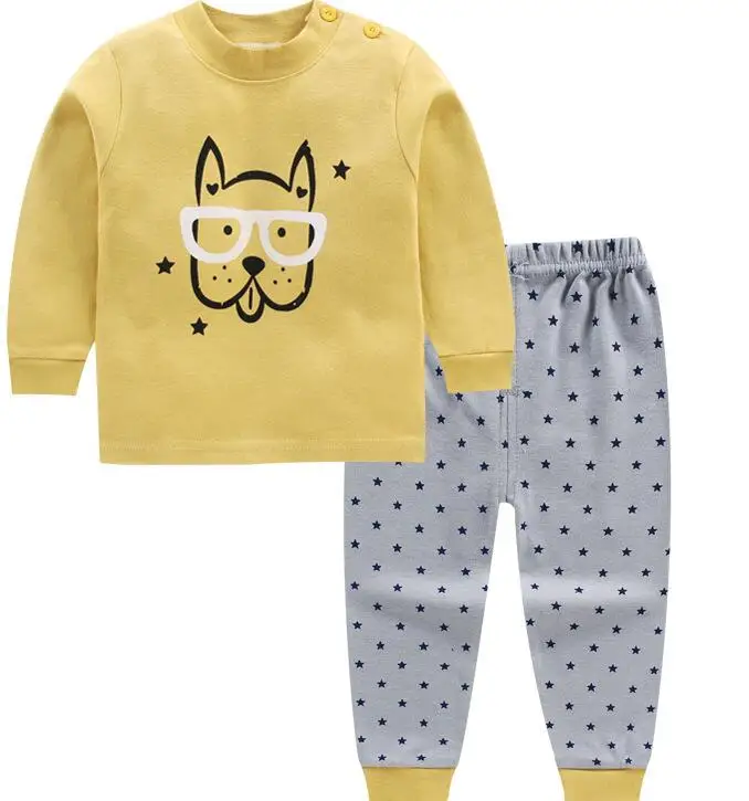 Комплекты пижам для новорожденных мальчиков и девочек Милая футболка с длинными