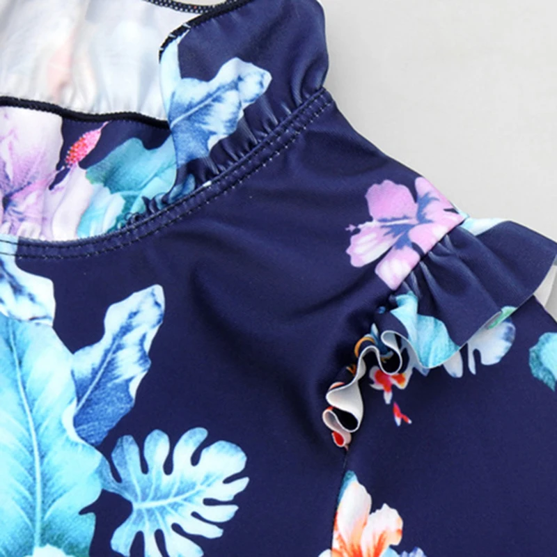 Детский купальный костюм для девочек Цельный с рюшами милый рисунком маленьких