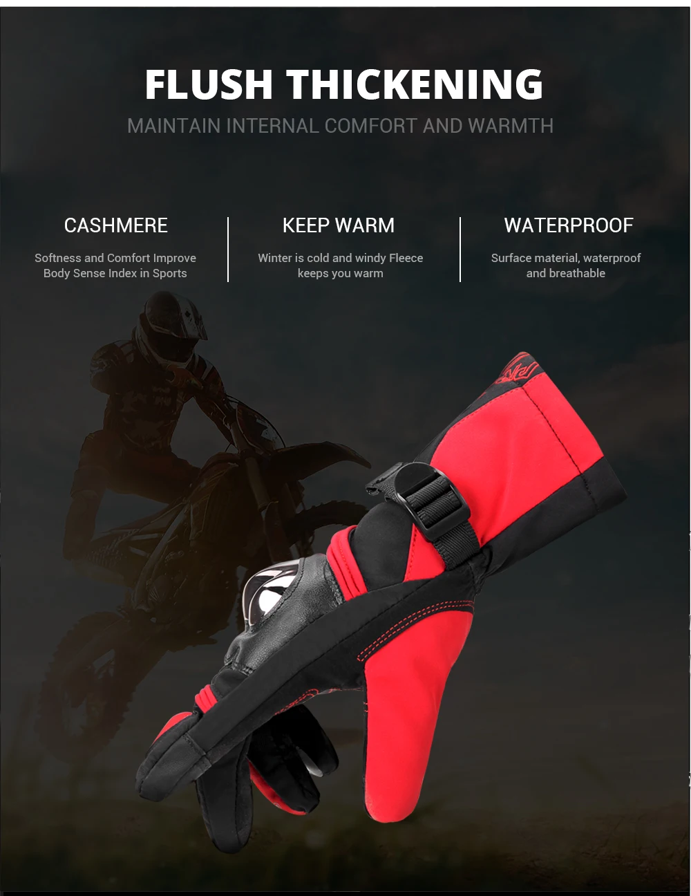 SUOMY Motorcycle Gloves Men Waterproof Windproof Winter Guantes Moto Gloves Touch Screen Motorbike Riding Gloves