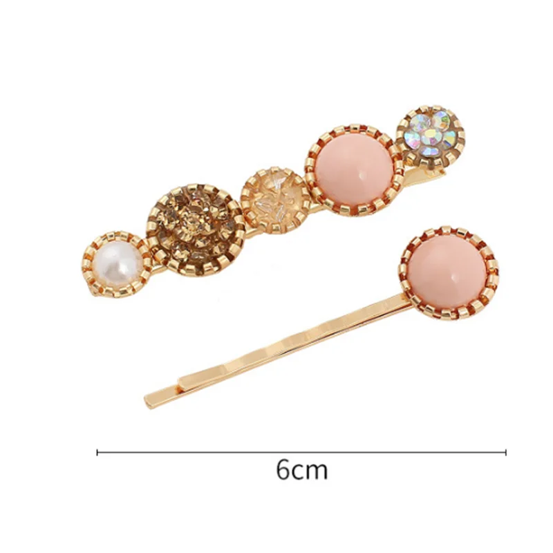 2 шт./компл. Корейская Милая заколка для волос с жемчугом и кристаллами простая