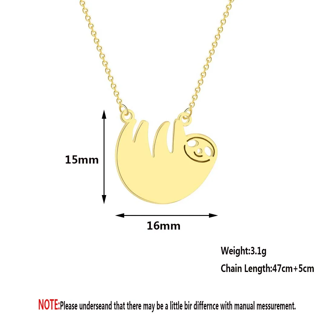 

2021 Super Cute Smiley Dangling Sloth Shaped Animal Inspired Pendant Necklace Minimalistic Handmade Animal Jewelry