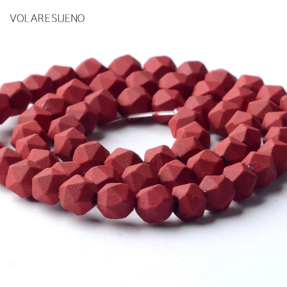 6mm Natural Faceted Dull Polished Red Hematite Stone Beads For Jewelry Making Spacer Loose Diy Bracelet Strand 15&quot | Украшения и
