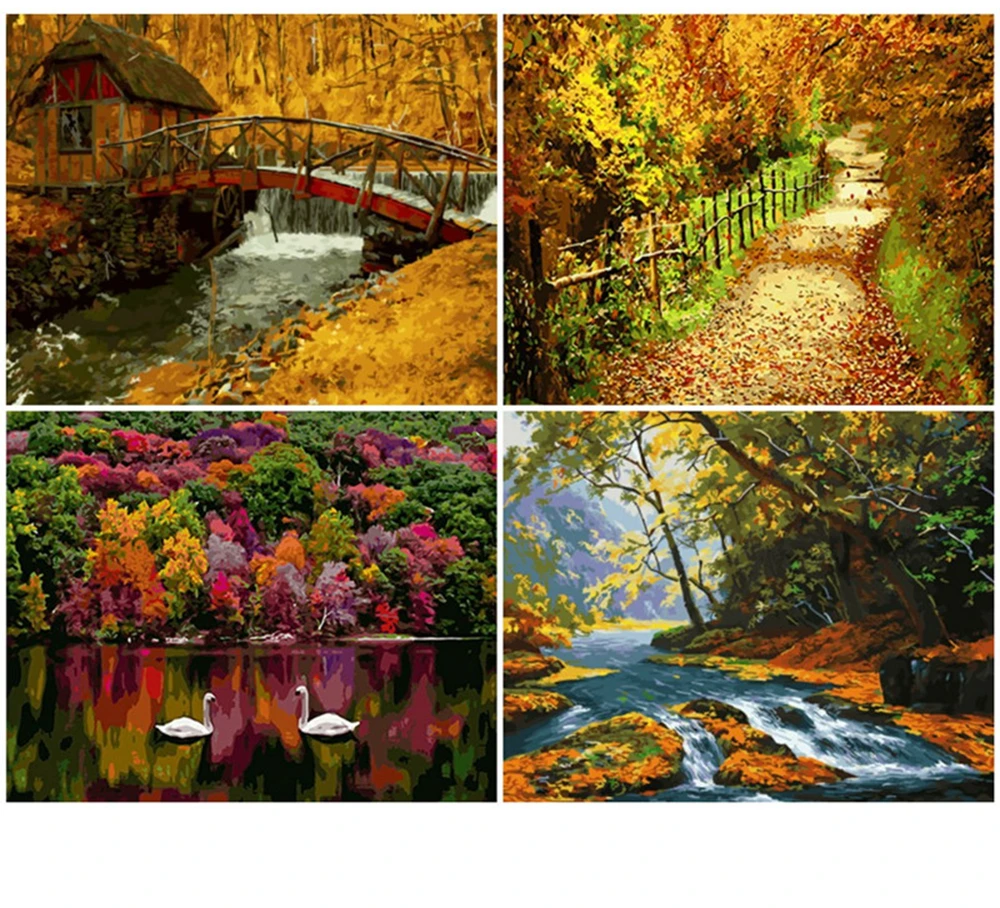 

CraftArtGo Painting By Numbers Landscape Drawing On Canvas HandPainted Gift Picture By Number Waterfall Kits Home Decoration