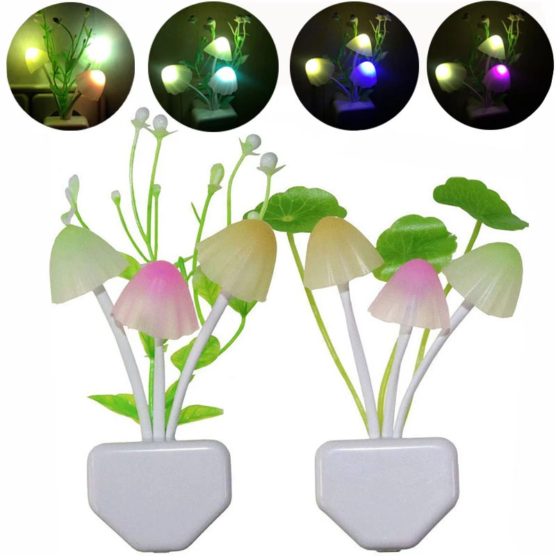 

Night Light 7 Color Changing Dusk To Dawn Sensor LED Night Lights Flower Mushroom Lamp Bedroom Babyroom Lamps For Kids Gifts