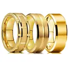 Горячая Распродажа, мужские обручальные кольца из титановой стали 8 мм золотистого цвета, двойные золотые кольца с закругленными краями, матовые вечерние кольца для мужчин