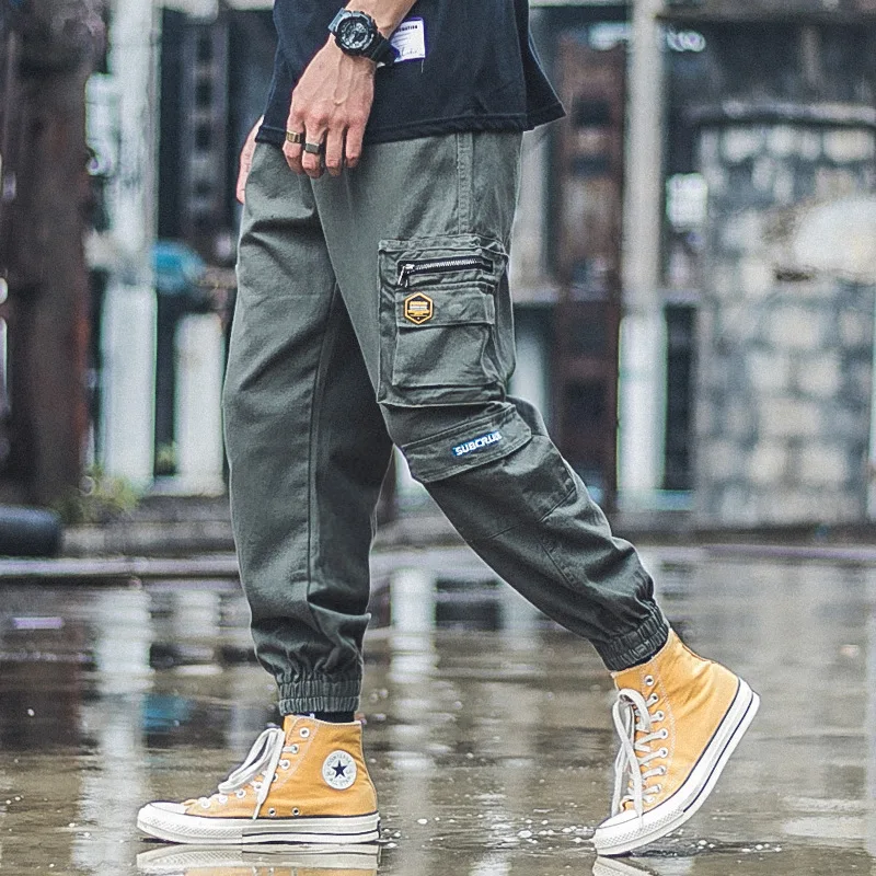 

Multi Pocket overalls men's fashion brand loose Street trend hip hop nine point legged pants Korean version