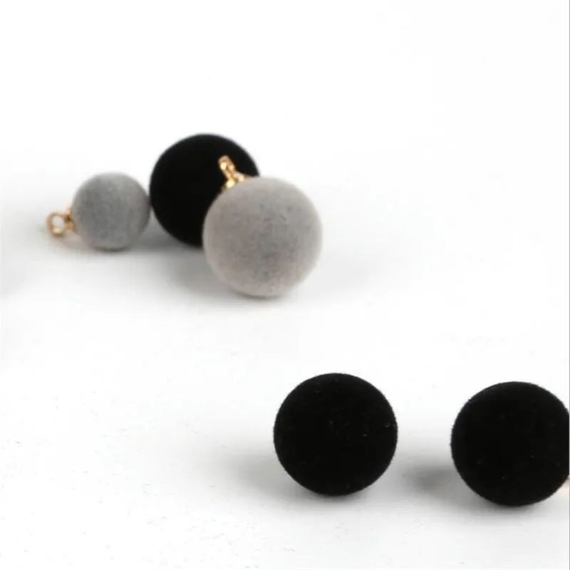 10 шт./партия флокированные бусины плюшевые Шаровые Подвески Разъемы для сережек