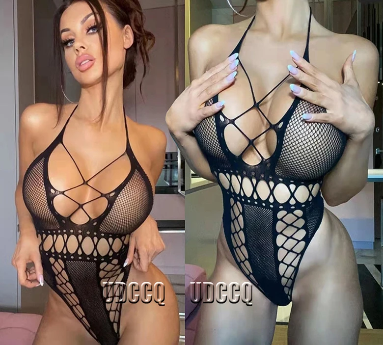 Горячее сексуальное ажурное нижнее белье Прозрачное платье-комбинация