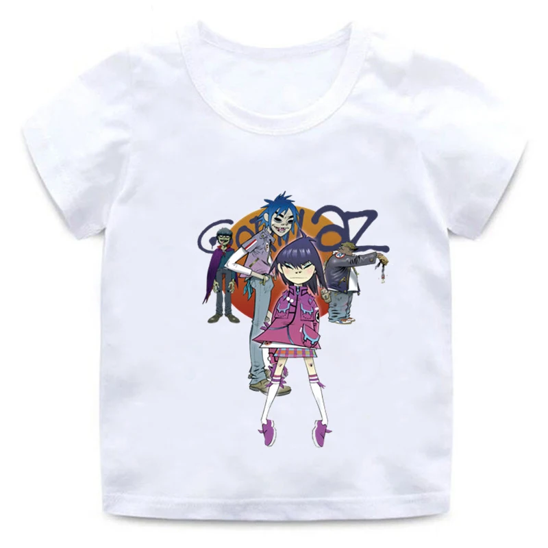Gorillaz принт Забавная детская футболка Модные топы для маленьких мальчиков и