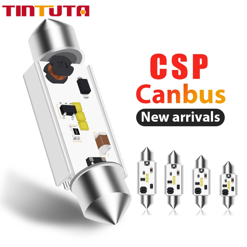 1 шт. гирлянда CSP светодиодные лампы C5W C10W 31 мм 36 39 41 сверхъяркая Автомобильная