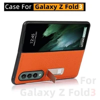 for samsung galaxy z fold3 case leather material galaxy z fold 3 case drop resistant leather bracket protective shell