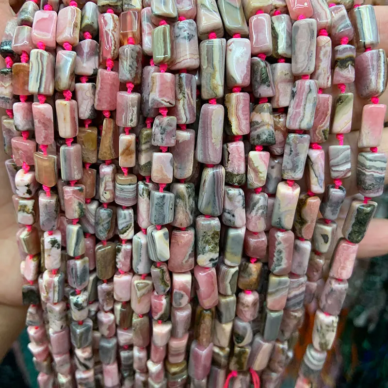 

5x8mm Natural Pink Rhodochros Stone Beads 15'' Freeform Tube Column Spacer DIY Loose Beads For Jewelry Making Beads Accessories