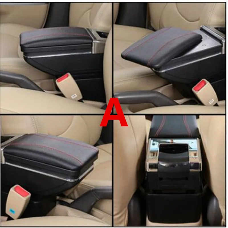 Turnable CAR ARMREST For NISSAN MARCH MICRA K13 MK4 IV(2010-) Storage box Arm rest with cup holder ashtray Console box - Название цвета: A style black