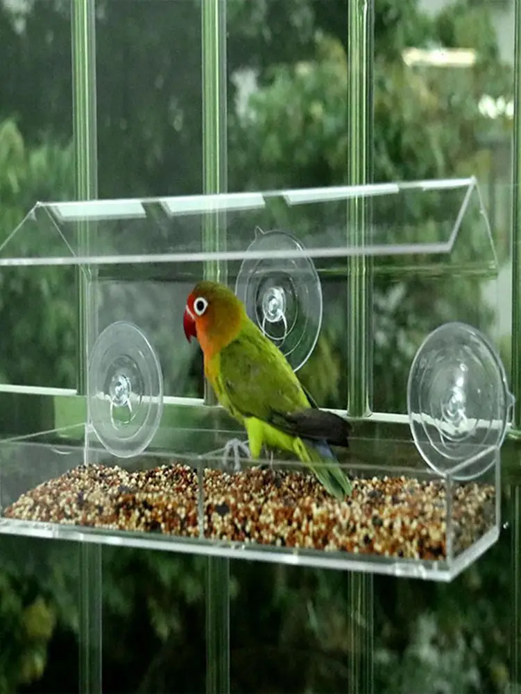 Акриловая кормушка для птиц Прозрачная форма дома Крепкие присоски креативный