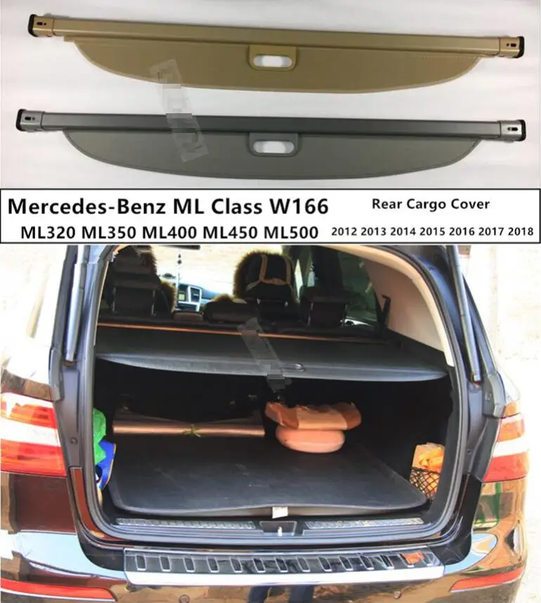 

For Rear Trunk Security Shield Cargo Cover For Mercedes-Benz ML Class W166 ML320 ML350 ML400 2012-2018 High Qualit Auto Accessor