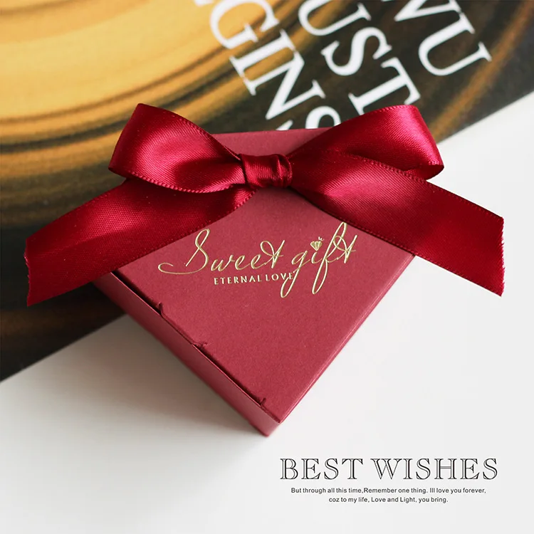 10 шт./лот дизайн в виде сердца Свадебная подарочная коробка с бантом картонная