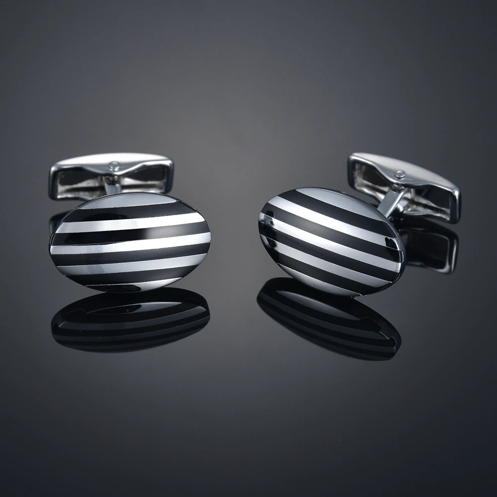 

Мужские классические запонки овальной формы, черные запонки для деловых и свадебных рубашек, ювелирные изделия