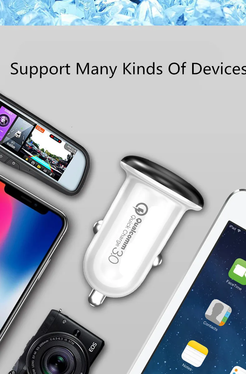 QC3.0 мини USB Автомобильное зарядное устройство для мобильного телефона планшета gps 3.1A быстрое зарядное устройство автомобильное зарядное устройство 2 порта USB автомобильный адаптер зарядного устройства для телефона в автомобиле