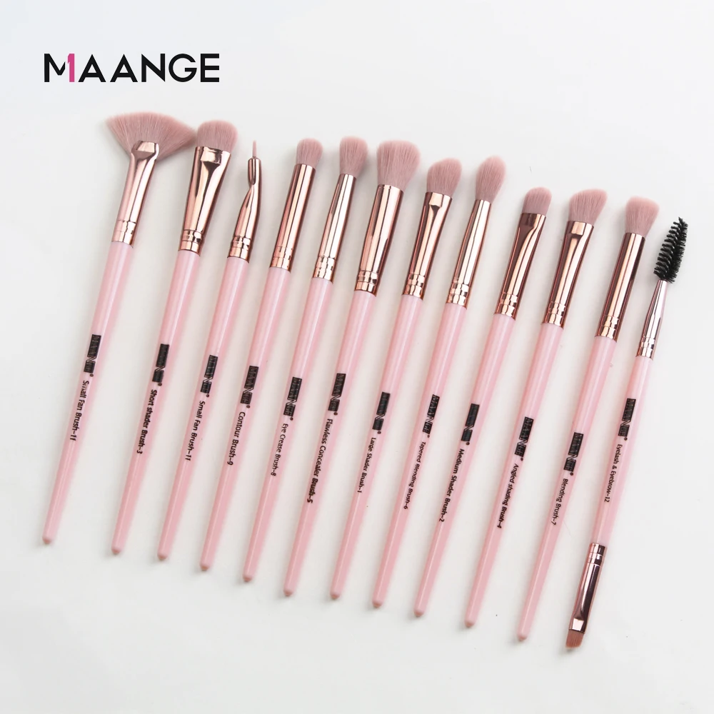 MAANGE Pro 12 шт./Партия набор кистей для макияжа Тени для век растушевка подводка для глаз ресницы кисти для бровей для макияжа Профессиональная лицевая кисть