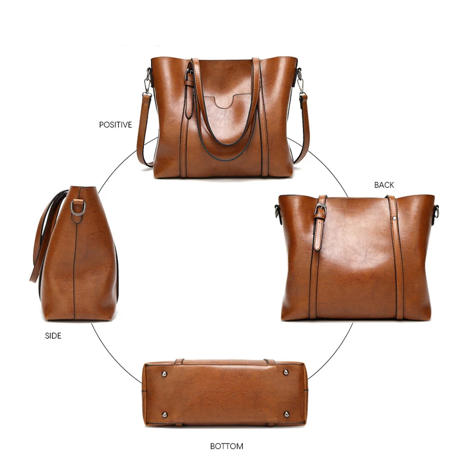 Новая Винтажная женская сумка из масляной восковой кожи Женская Роскошная Сумка