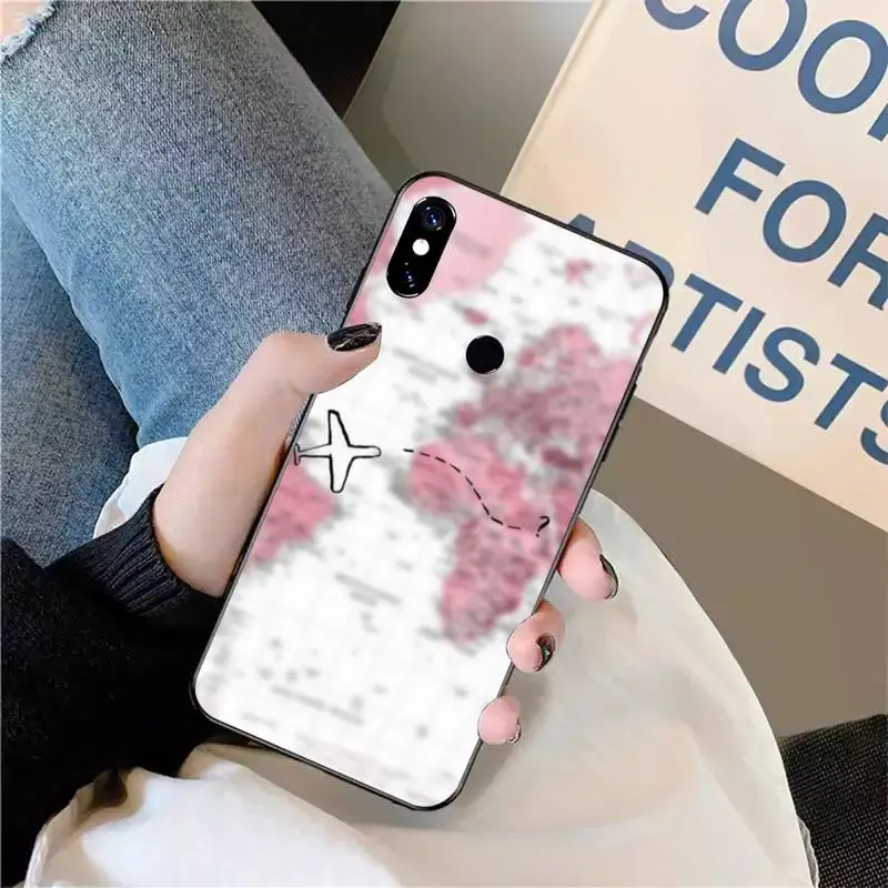 

World map color art design Phone Case For Xiaomi Redmi note 7 8 9 t max3 s 10 pro lite luxury design coque cover