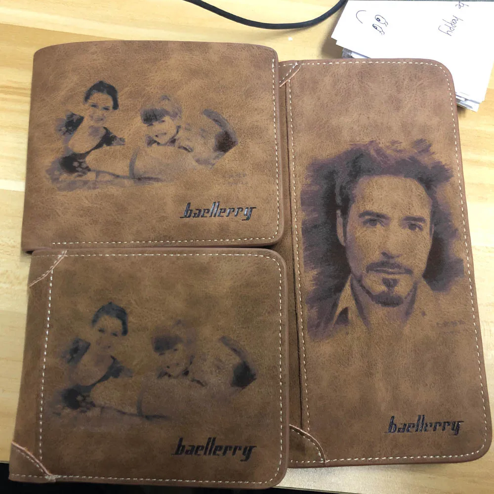 Новинка 2020 мужские кошельки с фото гравировкой короткий дизайн держатель для