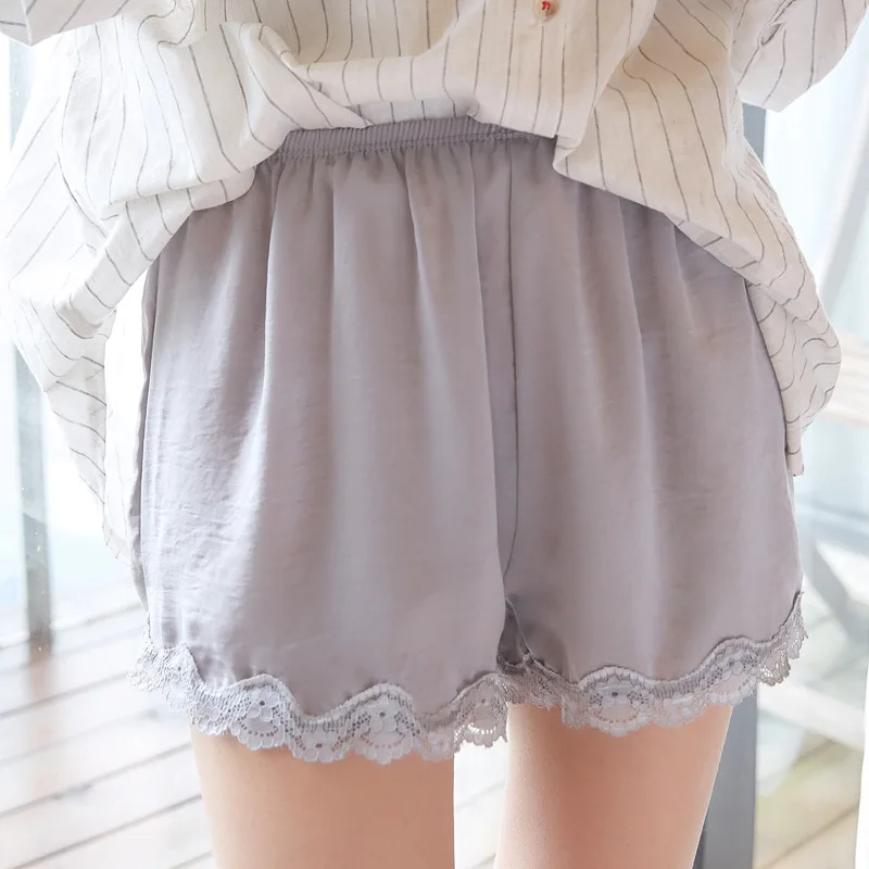 Летние Новые матовые тонкие шелковые брюки кружевные три безопасности против