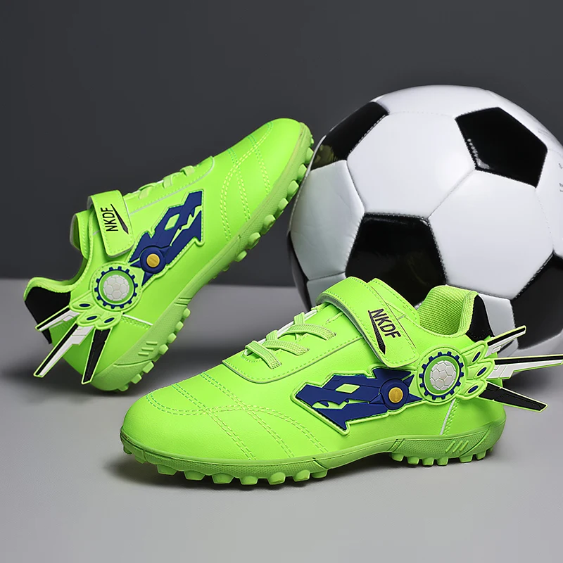 

Kids Athletic Soccer Shoes Green Orange Football Trainers for Boys Girls Turf Sneakers Grass Children Football Training JY210