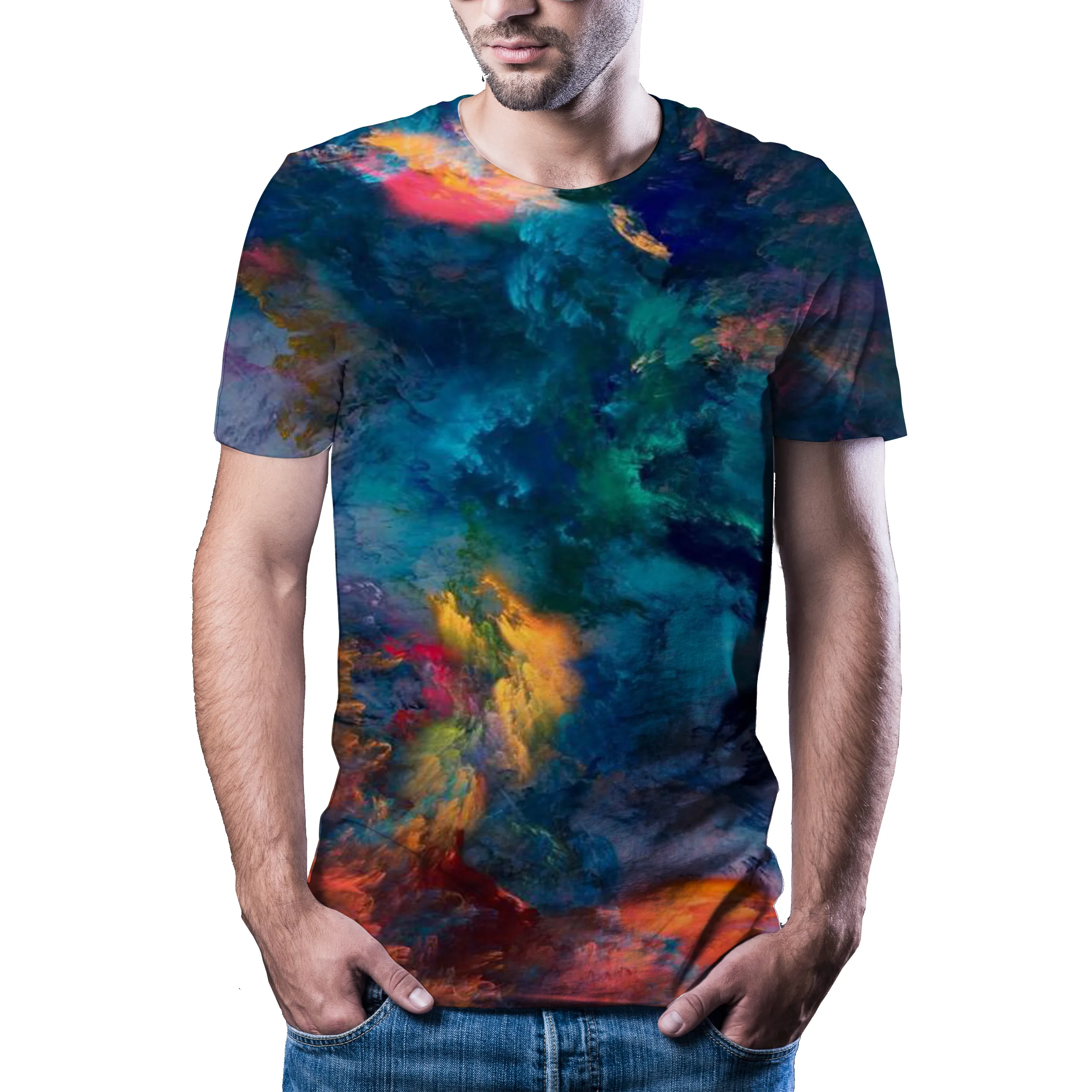 

Off White and blue water T shirt Men's Funny Bubble 3D T-shirt Printed Unisex Casual Tops New Harajuku Short Sleeve Tshirts Men