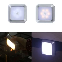 2020 6 led motion sensor lights pir wireless night light battery powered cabinet stair lamp body induction lamp cabinet light