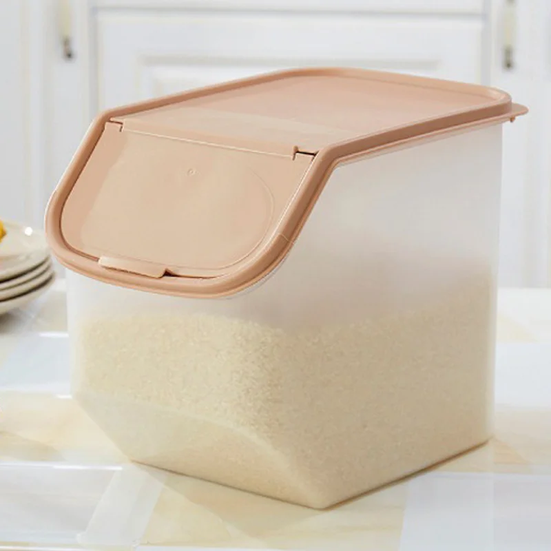 

New Kitchen Dried Food Storage Box Storage Sealed Box With Measuring Cup For Cereal Flour Rice Bean Grain Container Dropshipping