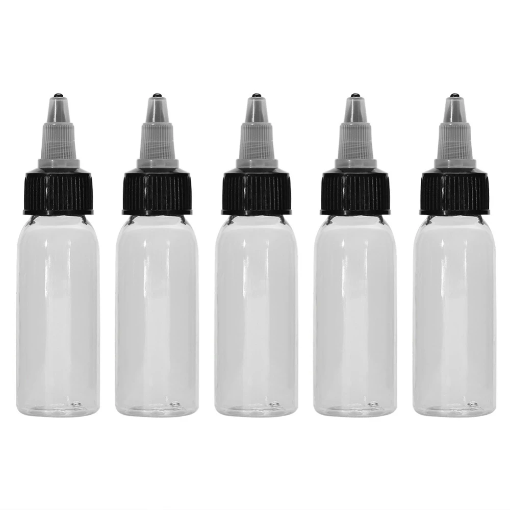 

30ml 5/10Pcs Empty Plastic Tattoo Ink Pigment Bottle Clear Black Cap Refillable Twist Tube Lotion Shampoo Container