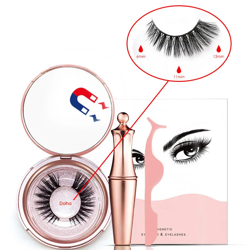 Liquid Magnetic Eyeliner Set And Magnetic False Eyelashes Tweezer Magnetic Eyeliner Waterproof Long Lasting Eyeliner Eyelashes