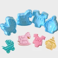 4pcsset baby type plastic baking mold kitchen pastry plunger 3d fondant biscuit cookie cutter cake decorating tools