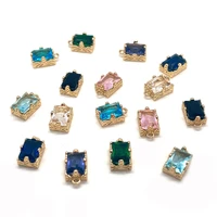 charms for jewelry makinga variety of colors of golden alloy pendant diy accessories 10pcs metal inlaid square crystal jewelry