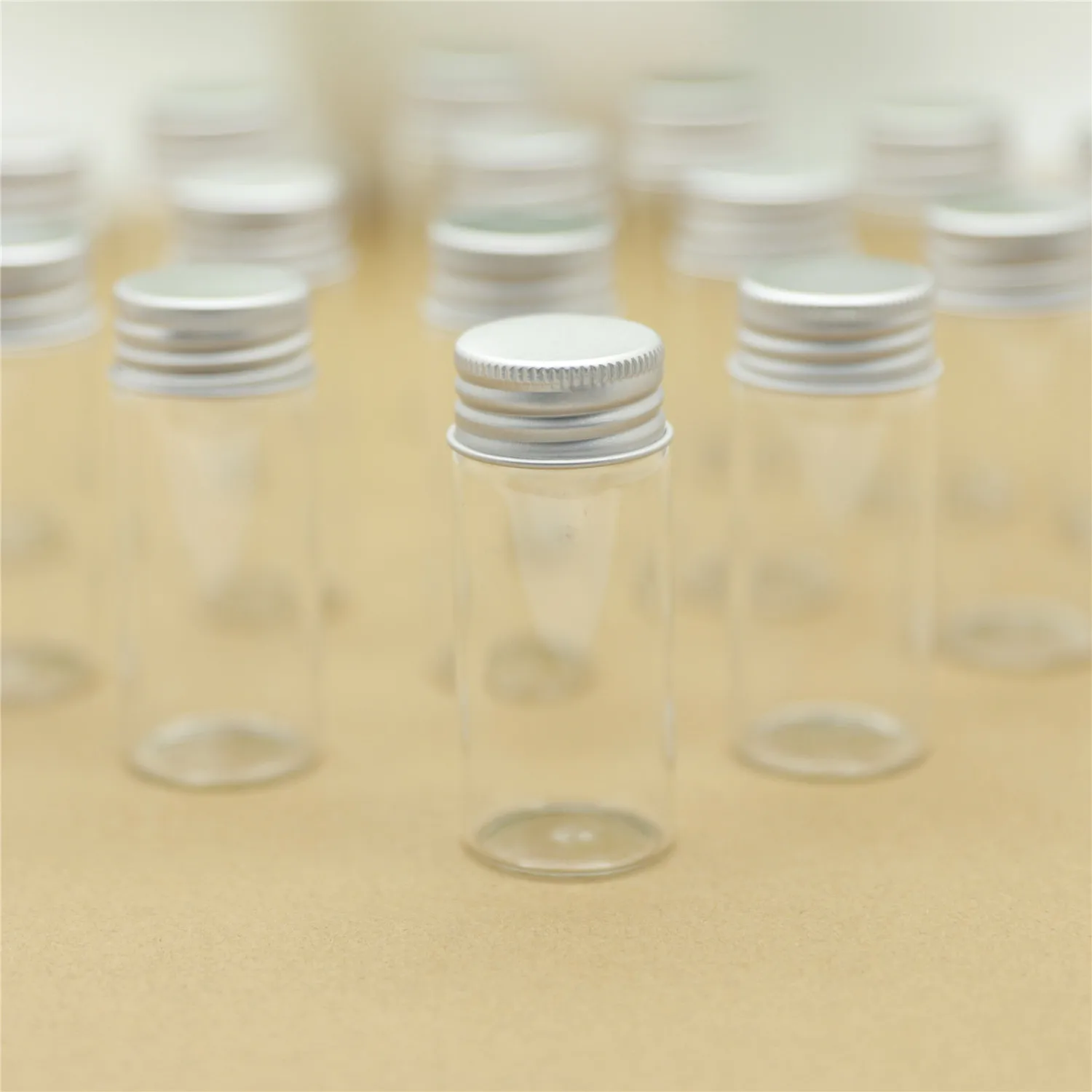24pcs 30*70mm 30ml Glass bottle Silver Screw Cap Small Test Tube Storage Containers Tiny Glass Spice Bottles & jars