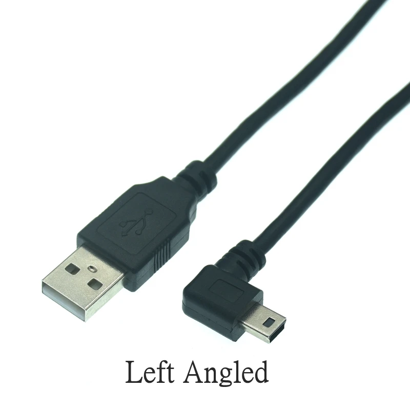 Фото USB-кабель для передачи данных A Male to Mini USB B 5-контактный штекер 90 градусов вверх/вниз/левый/правый угол адаптера зарядки синхронизация 0,25 м 0,5 м 1,5 м 3 м 5 м №2