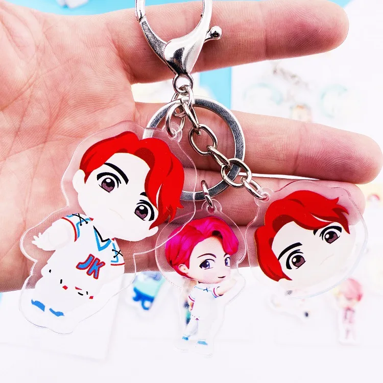 

Wholesale Kpop 3pcs/set House Of Bangtan Boys Cartoon Plastic Key Chain Accessories Key Ring Cute Pendant Key Acrylic Keychain