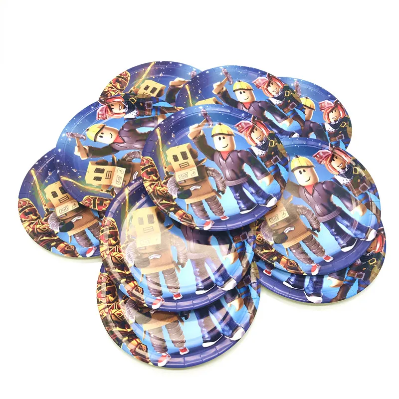 

81 pcs Roblo Theme Family Party Tablecloth Cup Plate Napkin Flag Birthday Party Decorations Supplies Kids Baby Shower Tableware