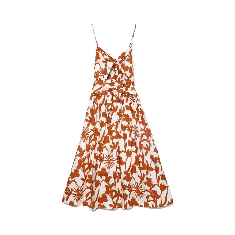 

French dress women's 2021 spring new print temperament suspender dress