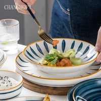 chanshova modern style round hand painted ceramic dinner salad plate steak dish dessert tray porcelain kitchen utensils h021